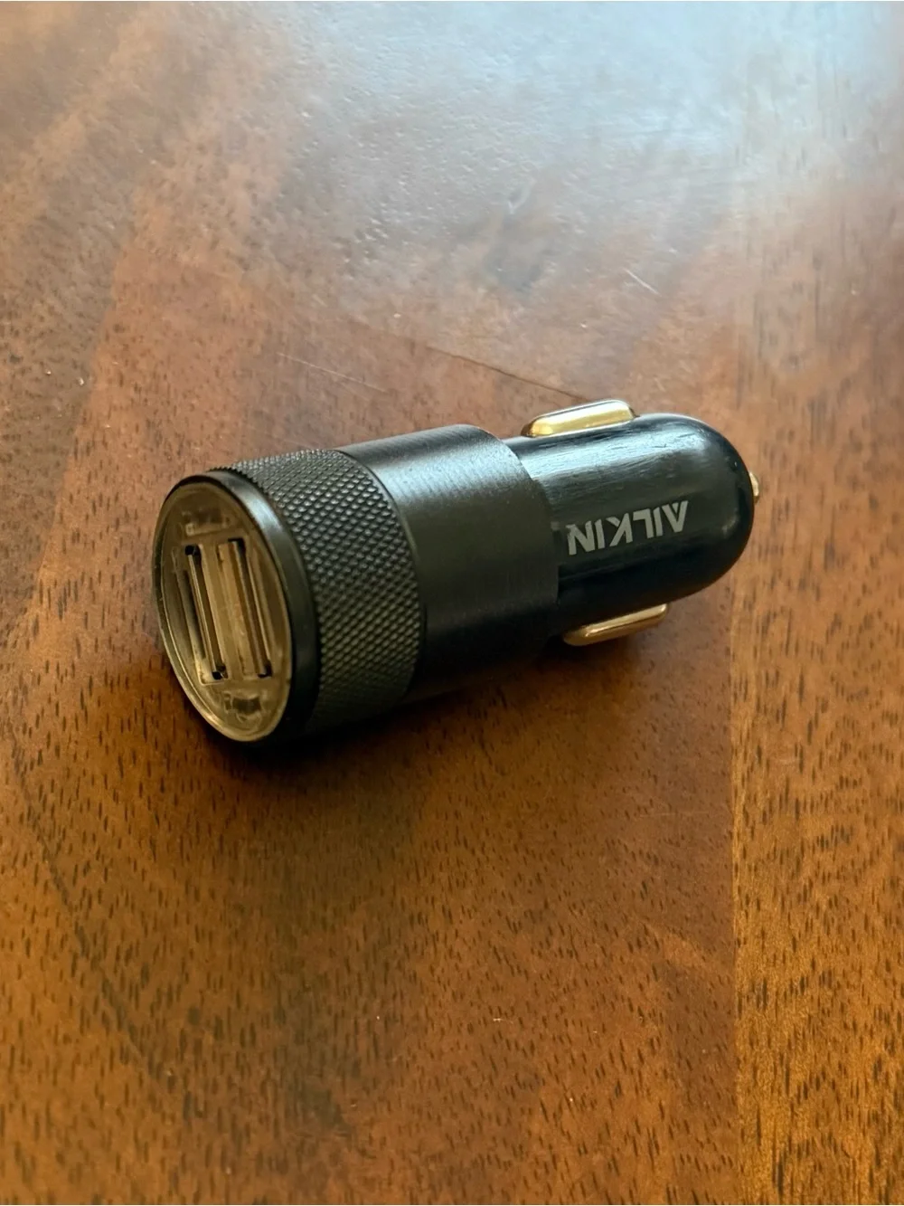 AILKIN Dual USB Car Charger Adapter 3.4A Black w/ USB-A to USB-C Cable - Tested